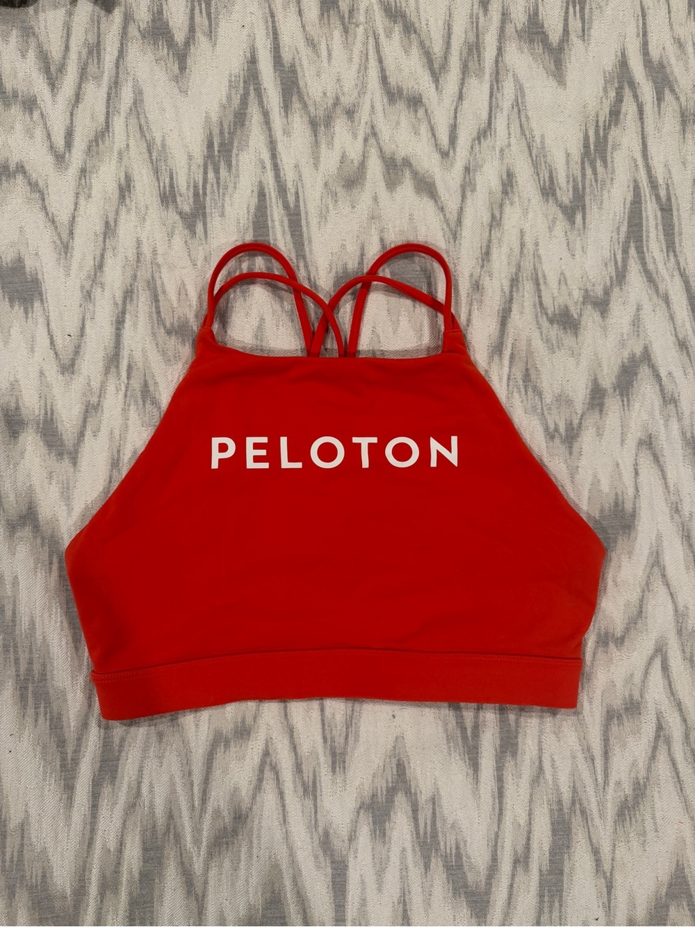 Peloton Red Strappy High-Neck Sports Bra